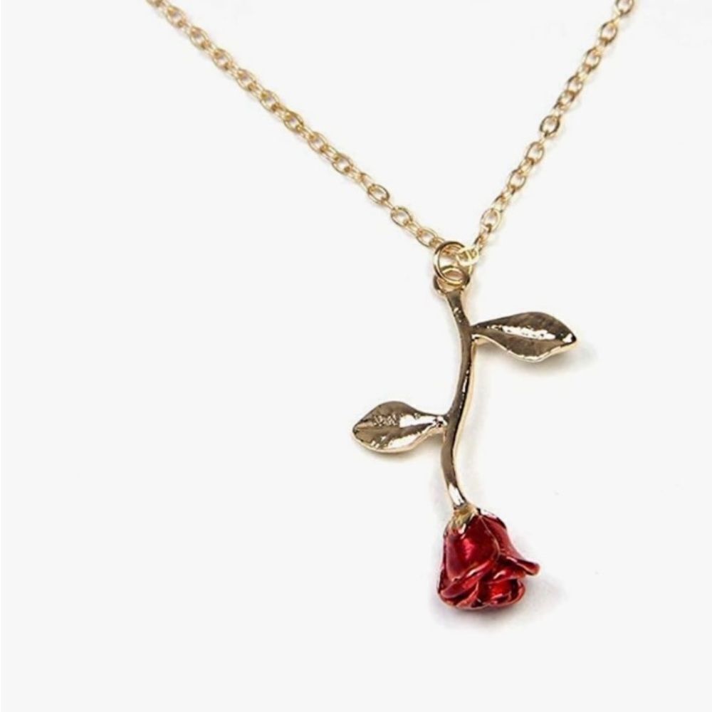 18k Gold Plated Necklace Women rose pendant flower jewelry | girl women